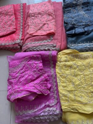 Pure Chinnon Sarees With Handwork (34)