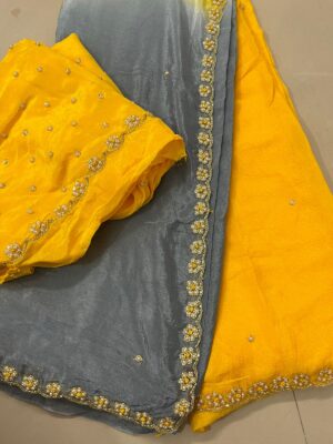 Pure Chinnon Sarees With Handwork (35)