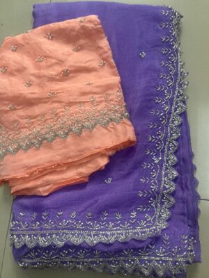 Pure Chinnon Sarees With Handwork (36)