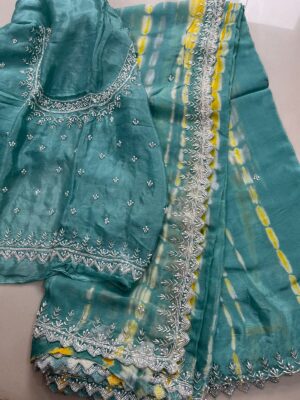Pure Chinnon Sarees With Handwork (39)