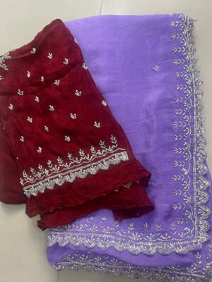 Pure Chinnon Sarees With Handwork (41)