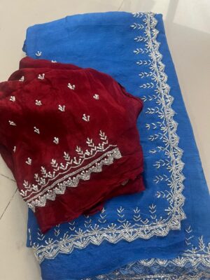 Pure Chinnon Sarees With Handwork (42)