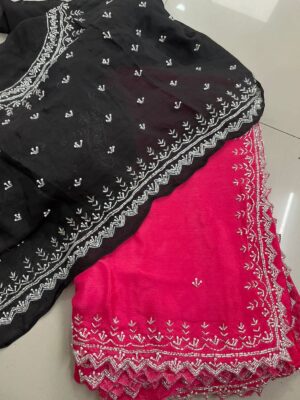 Pure Chinnon Sarees With Handwork (43)