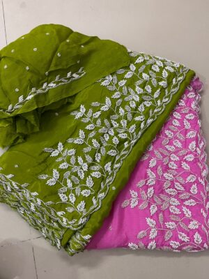 Pure Chinnon Sarees With Handwork (44)
