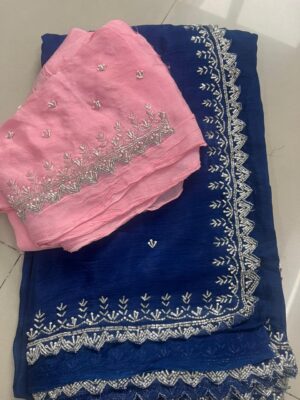 Pure Chinnon Sarees With Handwork (6)