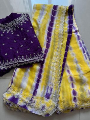 Pure Chinnon Sarees With Handwork (7)