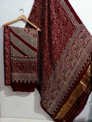 Pure Modal Silk Dresses With Ajrak (22)