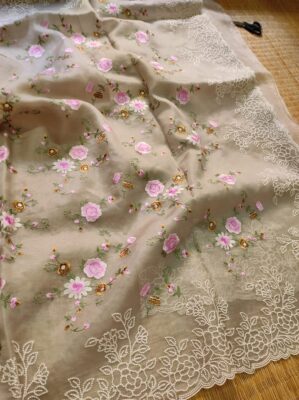 Pure Organza Silk With Pearl Work (16)