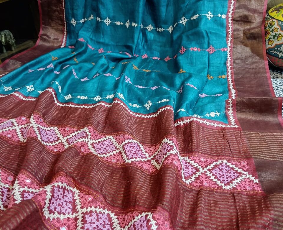 Tussar Gujarathi Handwork Sarees (10)