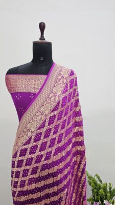 Pure Bandini Georgette Sarees With Blouse (5)