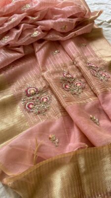 Banarasi Tissue Linen Sarees With Blouse (10)
