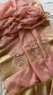 Banarasi Tissue Linen Sarees With Blouse (3)
