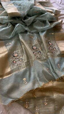 Banarasi Tissue Linen Sarees With Blouse (4)