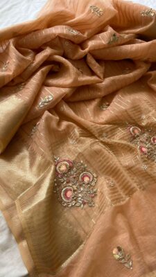 Banarasi Tissue Linen Sarees With Blouse (5)