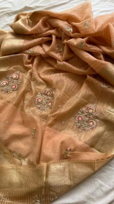 Banarasi Tissue Linen Sarees With Blouse (6)