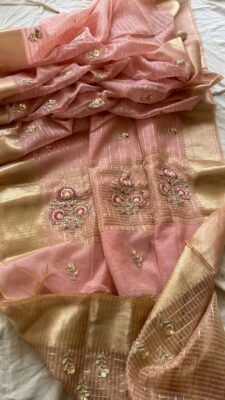 Banarasi Tissue Linen Sarees With Blouse (7)