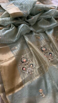 Banarasi Tissue Linen Sarees With Blouse (8)