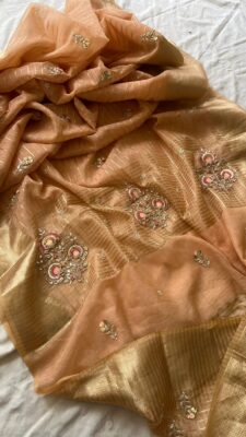 Banarasi Tissue Linen Sarees With Blouse (9)