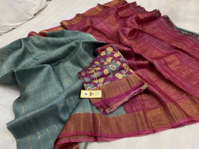 Exclusive Pure Tussar Silk With Kalamkari Blouse (10)