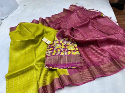 Exclusive Pure Tussar Silk With Kalamkari Blouse (12)