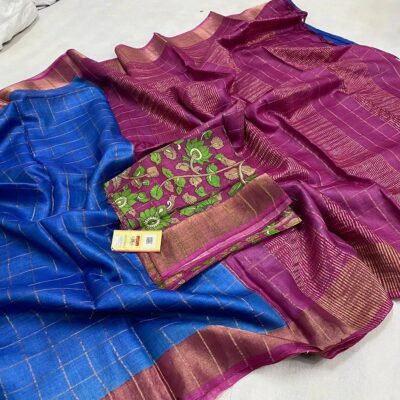 Exclusive Pure Tussar Silk With Kalamkari Blouse (27)