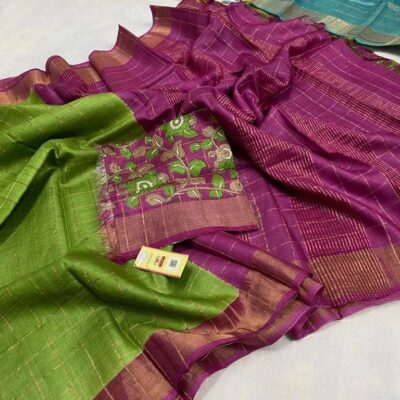 Exclusive Pure Tussar Silk With Kalamkari Blouse (3)