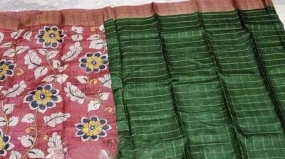 Exclusive Pure Tussar Silk With Kalamkari Blouse (48)