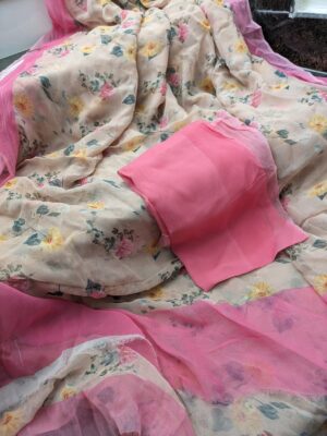 Pure Chiffon Sarees With Floral Rints (7)