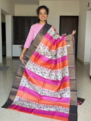 Pure Tussar Silk With Blouse. (18)