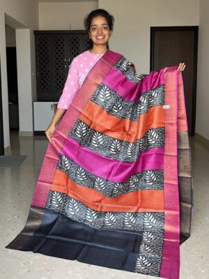 Pure Tussar Silk With Blouse. (57)