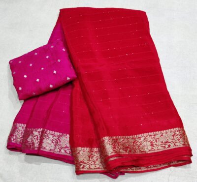 Pure Chiffon Sarees With Blouse (1)