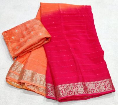 Pure Chiffon Sarees With Blouse (5)