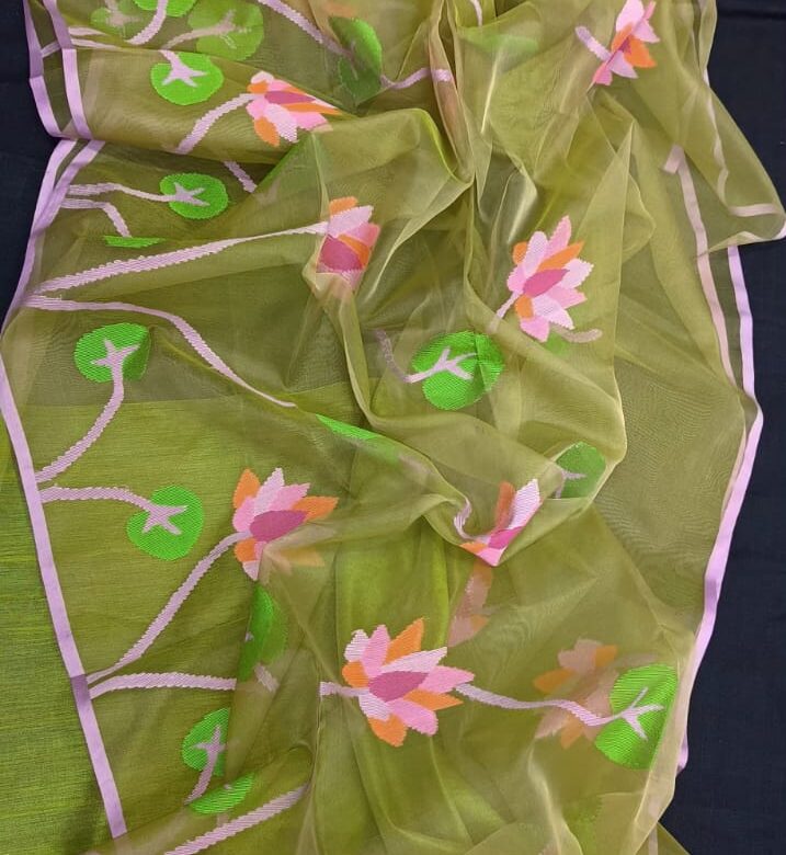 Pure Muslin Silk Sarees With Blouse (8)