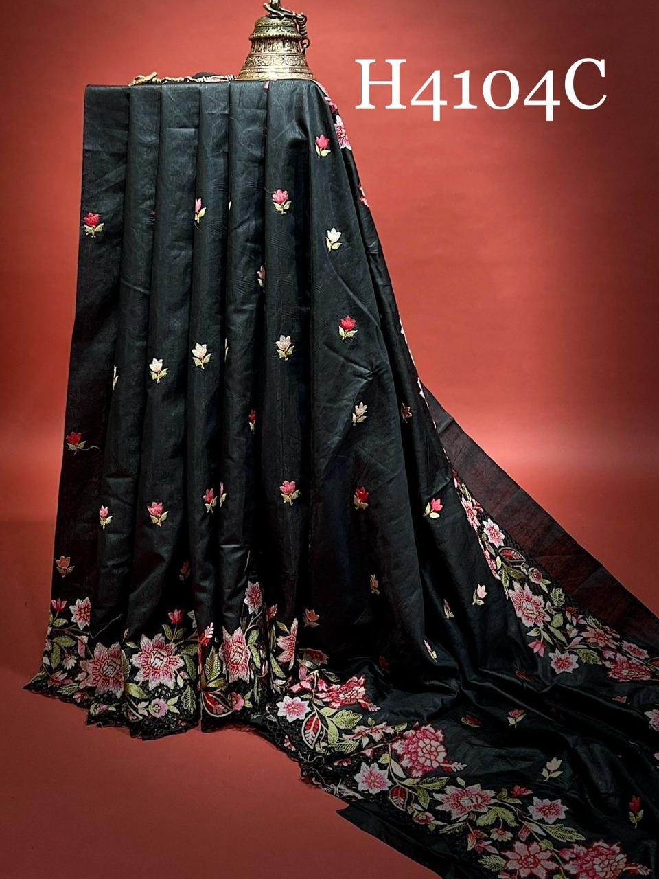 Different Color Half Tussar Saree with Heavy Work Blouse