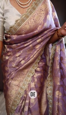 Pure Banarasi Silk With Pearl Work Sarees (1)