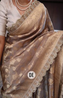Pure Banarasi Silk With Pearl Work Sarees (10)