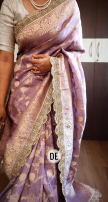 Pure Banarasi Silk With Pearl Work Sarees (11)