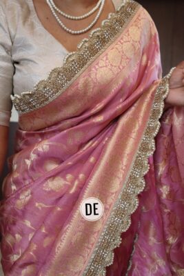 Pure Banarasi Silk With Pearl Work Sarees (14)
