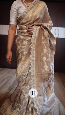 Pure Banarasi Silk With Pearl Work Sarees (3)