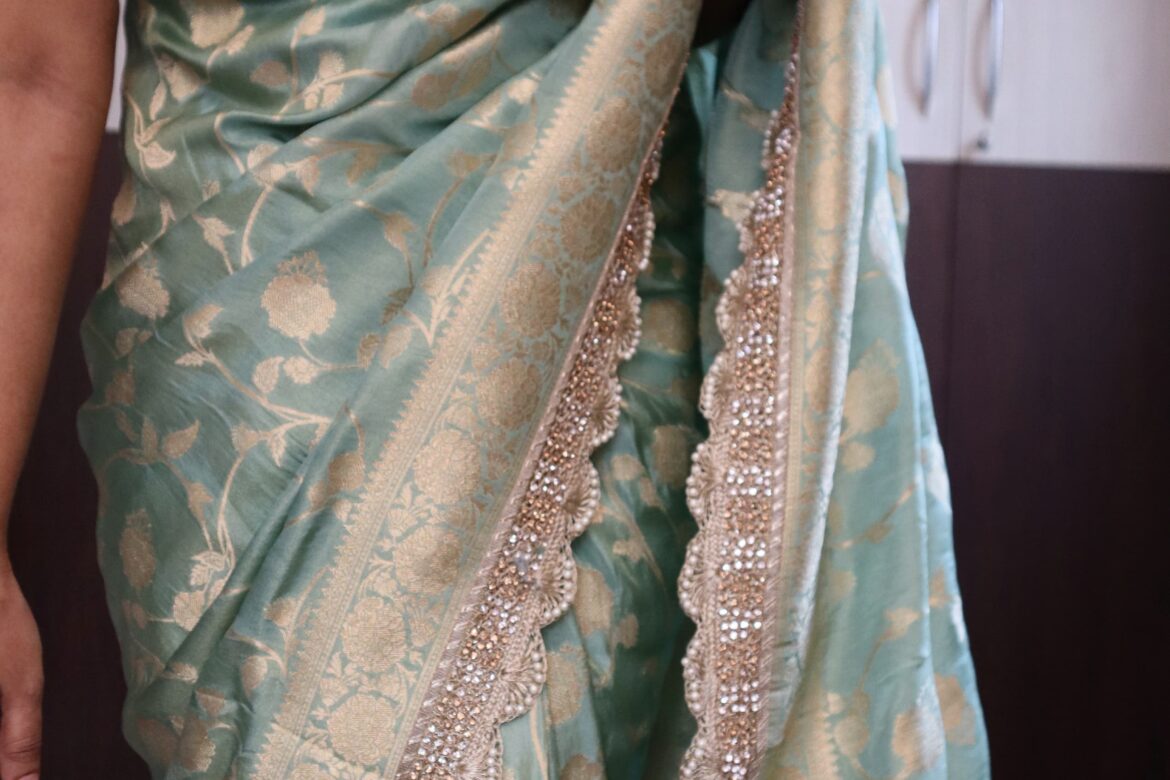 Pure Banarasi Silk With Pearl Work Sarees (6)