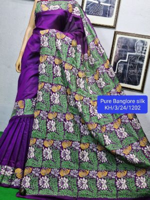 Pure Banglori Silk Kantha Stitch Sarees (17)