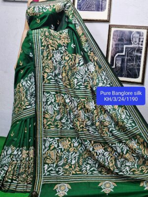 Pure Banglori Silk Kantha Stitch Sarees (2)
