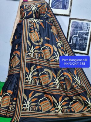 Pure Banglori Silk Kantha Stitch Sarees (3)
