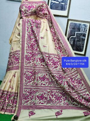 Pure Banglori Silk Kantha Stitch Sarees (4)