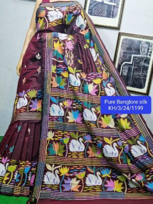 Pure Banglori Silk Kantha Stitch Sarees (7)