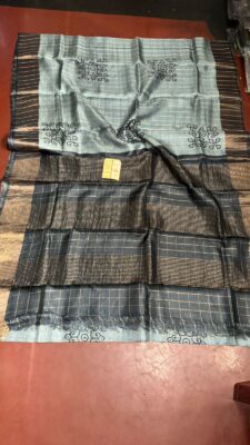 Pure Handloom Tussar Silk Checks Sarees (10)