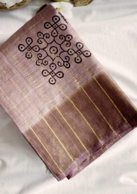Pure Handloom Tussar Silk Checks Sarees (5)
