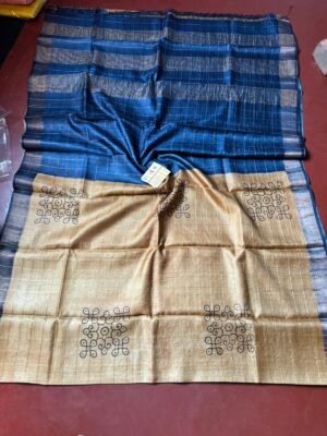 Pure Handloom Tussar Silk Checks Sarees (7)