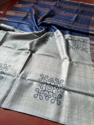 Pure Handloom Tussar Silk Checks Sarees (8)
