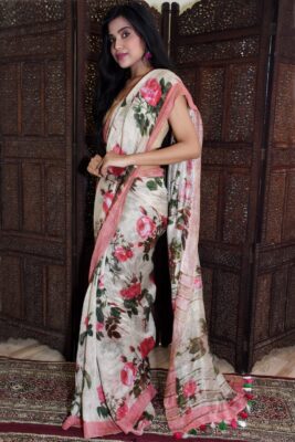Pure Linen Printed Sarees (12)